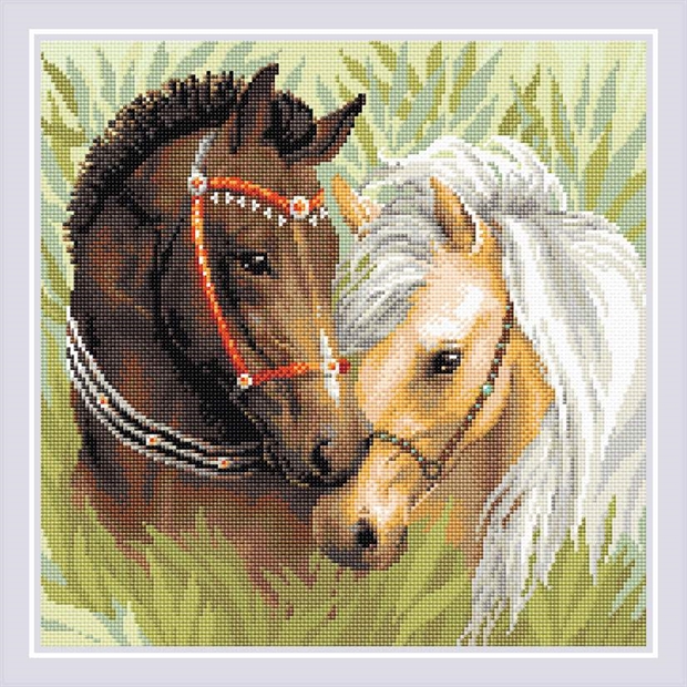 Мозаичная картинаПара лошадей 40х40 см - фото 11077