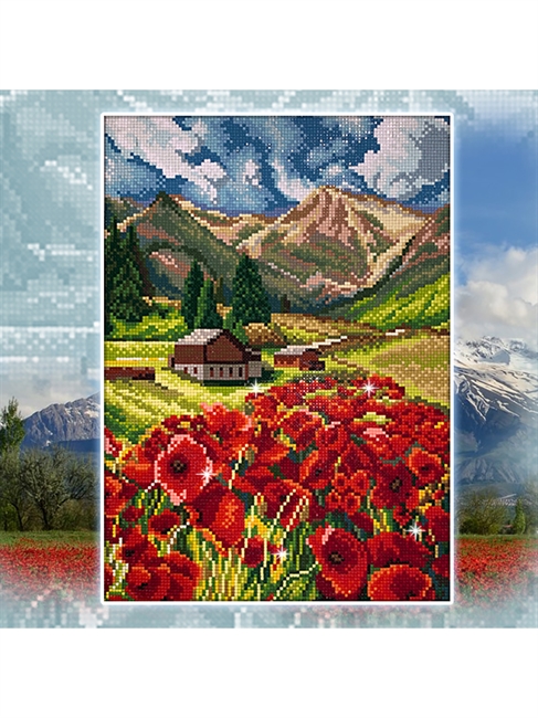 Алмазная мозаика (вышивка) "Домик в горах" - фото 7481