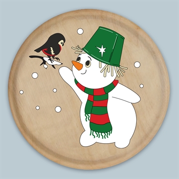 Набор для раскрашивания декоративной тарелочки "Добрый день! Снегирь и снеговик"