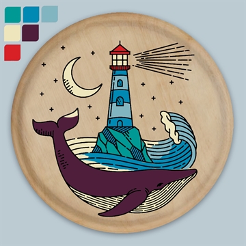 Набор для раскрашивания декоративной тарелочки "Маяк и кит"