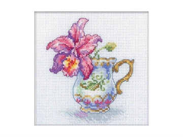 Набор для вышивки крестом - миниатюра "Чашка и орхидея"