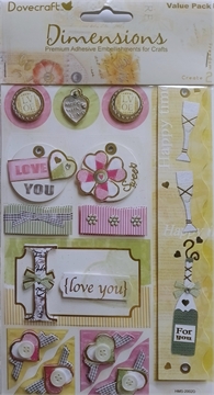 Наклейки объемные, Dovecraft, премиум DCDM-06-love4