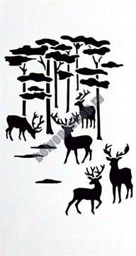трафарет для художников Семья оленей в лесу