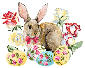 Рисунок на шелке для вышивания бисером "Пасхальный кролик"